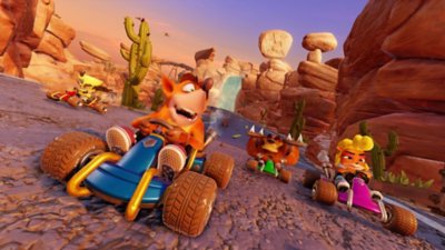 ภาพหน้าจอ Crash Team Racing: Nitro-Fueled แสดงให้เห็น Crash ที่นำอยู่