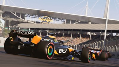 F1 24 Challenge Career screenshot showing a McLaren vehicle.