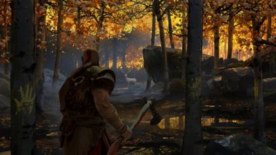 god of war – posnetek zaslona – Kratos s sekiro