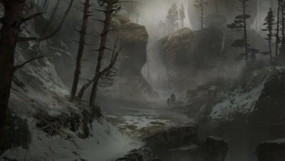 god of war screenshot - wintry forest