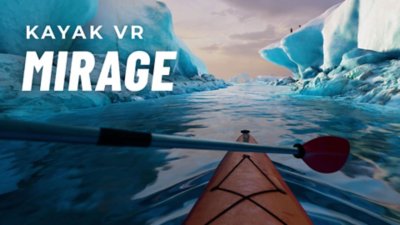 Arte promocional de Kayak VR Mirage mostrando um caiaque nas águas do ártico.