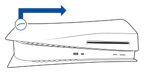 Diagrama mostrando como remover a tampa do console PS5