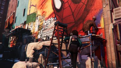 marvel’s spider-man miles morales – „daily bugle”, „zaduma nad muralami” – zrzut ekranu