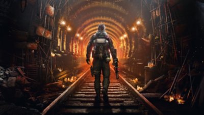 Metro Awakening - Keyart met een eenzame figuur in een tunnel