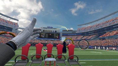 NFL Pro Era-screenshot van de speler die worpen oefent in een trainingsminigame