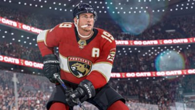 NHL 24 ekran görüntüsü, harekete hazır bir oyuncuyu gösteriyor