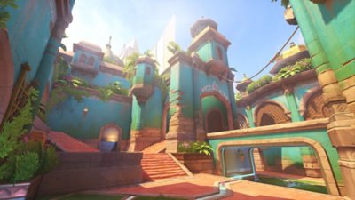 Screenshot van nieuwe locatie in Overwatch 2 - Suravasa