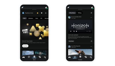 Haberler ve en son sekmeleri gösteren PlayStation App arayüz ekran görüntülerini keşfedin