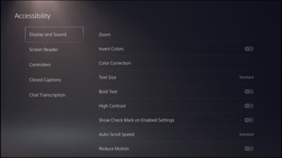 Skjermbilde av PS5-brukergrensesnittet for skjerm- og lydinnstillinger
