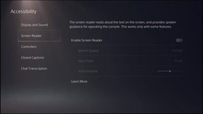 נגישות ב-PS5 – קורא מסך