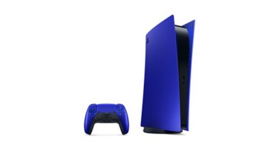 Konsolen-Cover der PS5 Digital Edition in Cobalt Blue