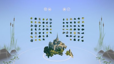 Puzzling Places ekran görüntüsü, bir 3D bulmacanın tamamlandığını gösteriyor