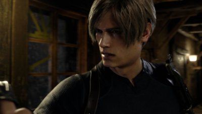 ภาพหน้าจอ Resident Evil 4 แสดงให้เห็น Leon Kennedy