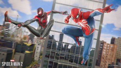 Marvel's Spider-Man 2 - Capture d'écran représentant Miles et Peter