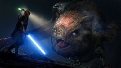 Capture d'écran de STAR WARS Jedi: Fallen Order – Cal Kestis affronte une espèce de chauve-souris géante