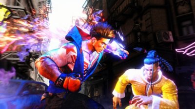 Street Fighter 6 – snímek obrazovky, na kterém bojují Jamie a Luke