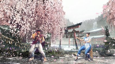 A Street Fighter 6 képernyőképe Chun-Lival és Ryu-val, amint Drive Impact mozdulatokat használnak