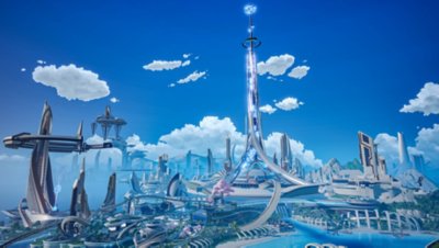 Tower of Fantasy 4.0 – slika ozadja posodobitve kaže futuristično mesto