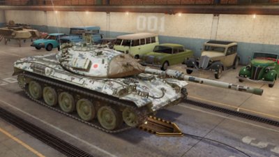 World of Tanks-screenshot van een tank met een camouflageontwerp