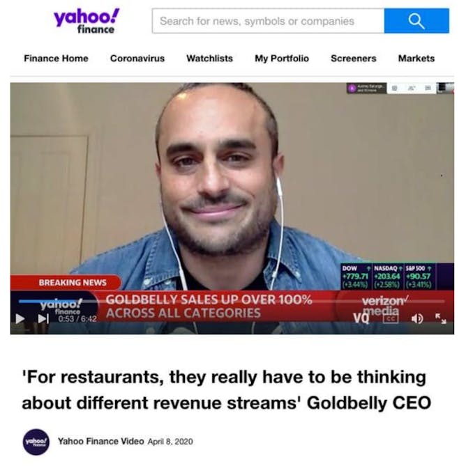 Goldbelly CEO Joe Ariel on Yahoo! Finance Live  article thumbnail