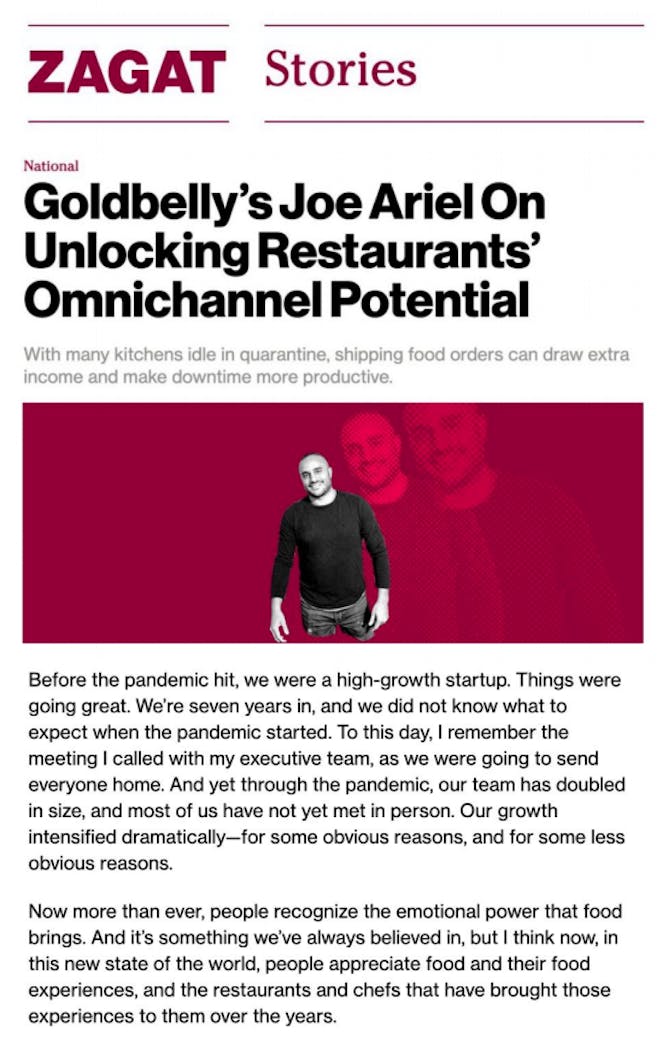 Goldbelly CEO Joe Ariel On Unlocking Restaurants’ Omnichannel Potential article thumbnail