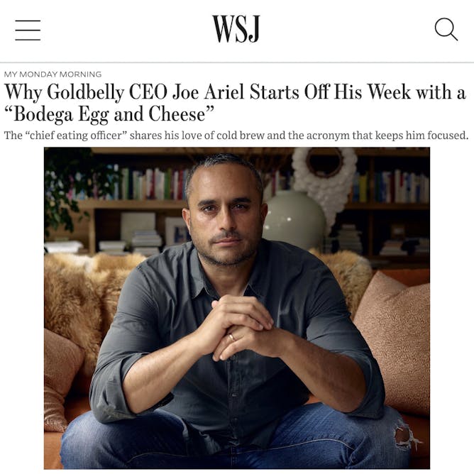 Joe Ariel's Morning Routine in WSJ.Magazine article thumbnail