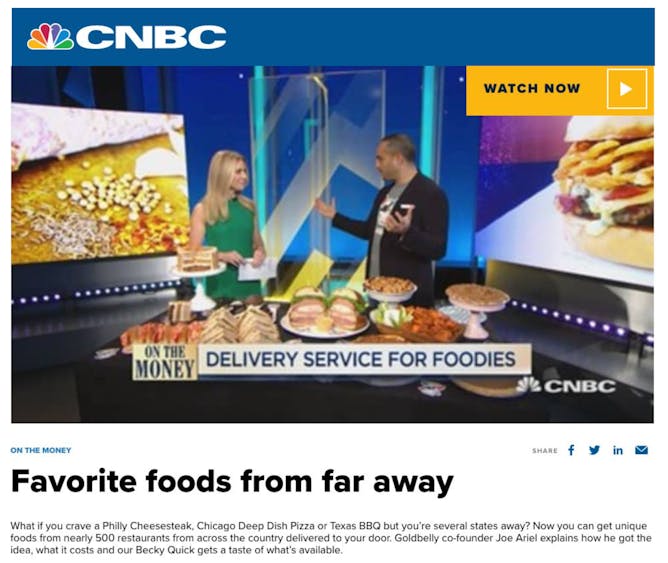 Goldbelly CEO Joe Ariel On CNBC's On The Money With Becky Quick article thumbnail