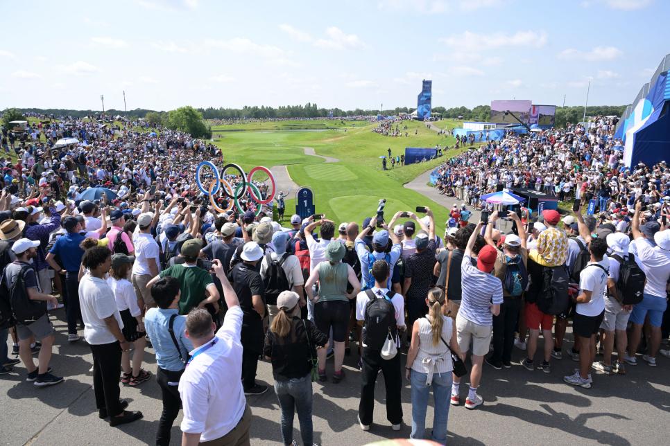 SAINT-QUENTIN-EN-YVELINES, FRANCE - AUGUST 01: Matthieu Pavon of Team France tees off on the first hole during the first round of the  2024 Paris Olympics at Le Golf National on August 1, 2024 in Saint-Quentin-en-Yvelines, Ile-de-France. (Photo by Chris Condon/PGA TOUR/IGF)