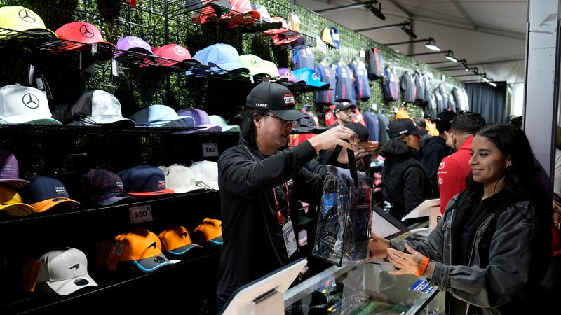 Formula One fans shop at a store during qualifications for the Formula One Las Vegas Grand...
