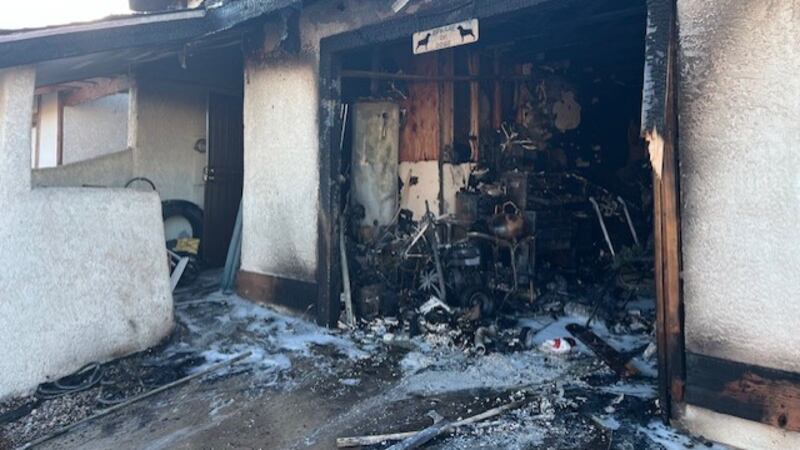 Clark County firefighters say no injuries were reported in a townhome fire Friday near Rainbow...