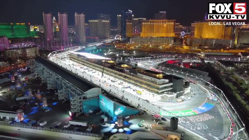 F1 Las Vegas Grand Prix: FOX5 drone gives a look at pit building, track ahead of race