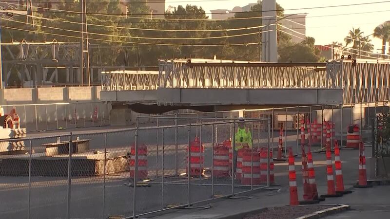 A temporary bridge installed on Flamingo Rd. for the Las Vegas Grand Prix may become permanent