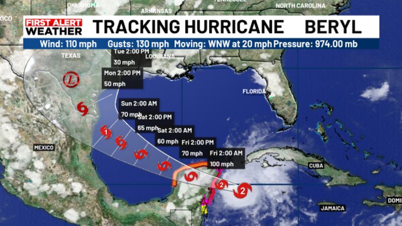 Beryl Heads toward Yucatan