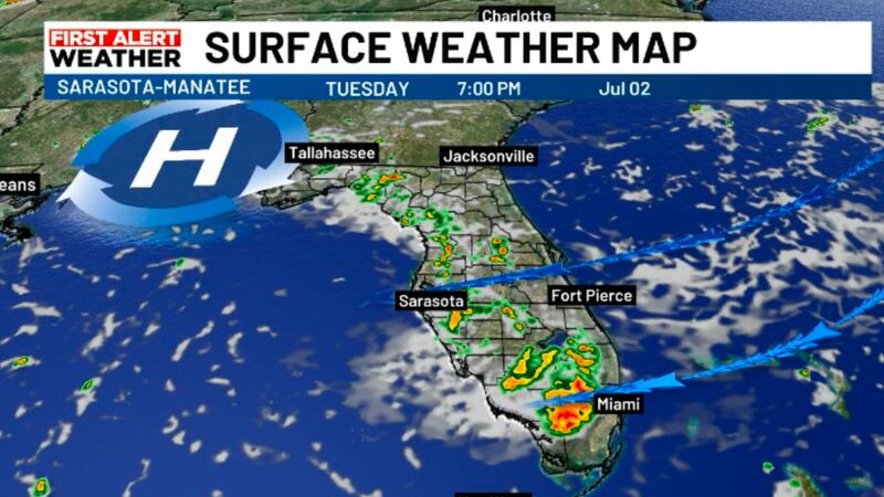 Expect more showers on the west coast of Florida