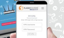 Person on their phone using the FlashRouter.