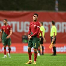 Ronaldo stands on the pitch