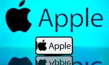 Apple logo on iPhone screen