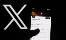 Elon Musk account on Twitter X is displayed on a smartphone