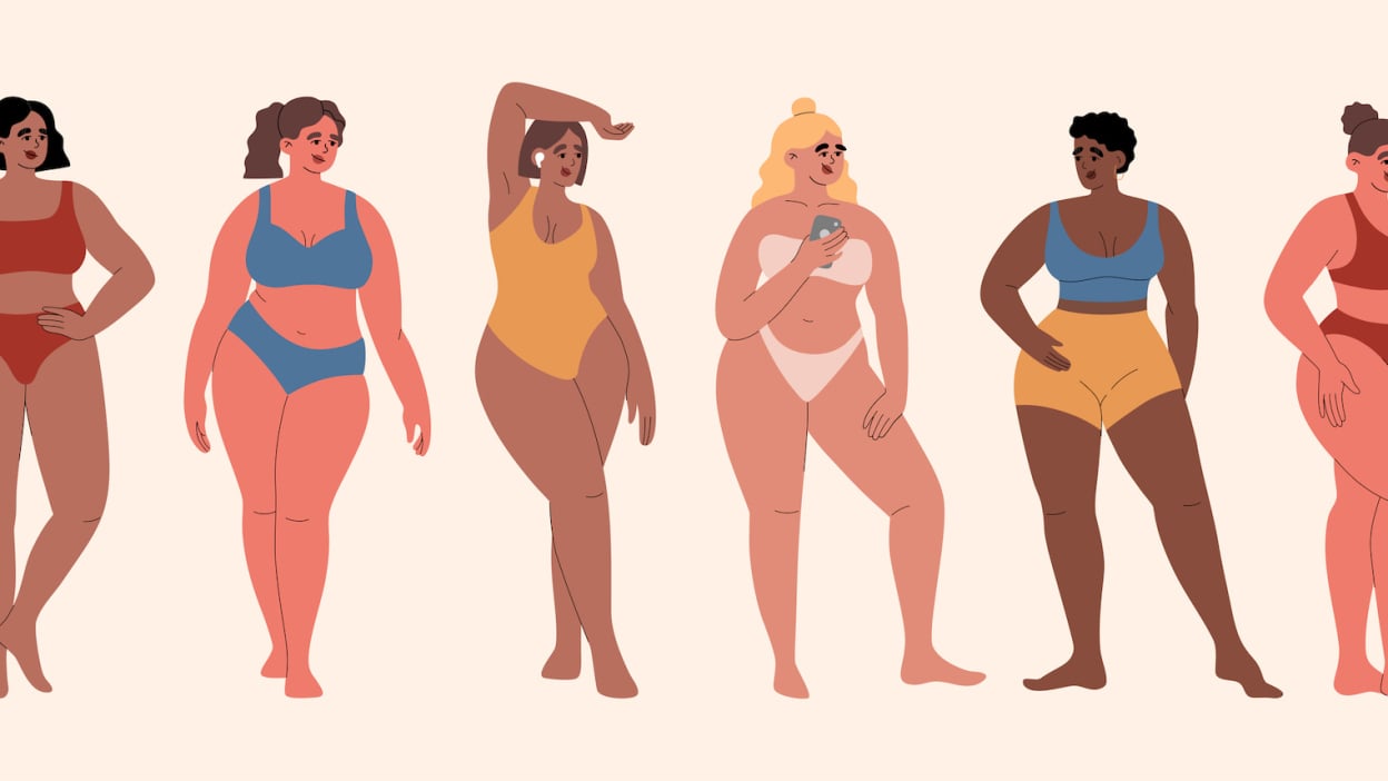 Illustration of women of all shapes, sizes, and skin tones. 