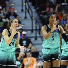 New York Liberty guard Sabrina Ionescu and New York Liberty forward Kayla Thornton