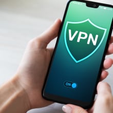 A phone with the words 'VPN' on it