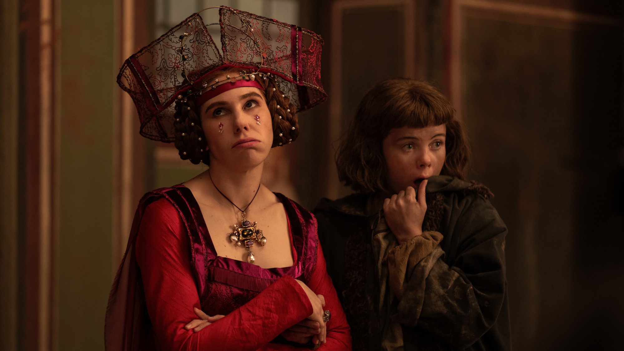Zosia Mamet as Pampinea and Saoirse-Monica Jackson as Misia in "The Decameron"