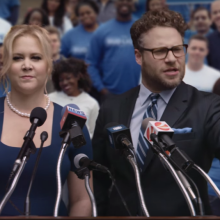 Comedians Amy Schumer and Seth Rogen brag about the size of their caucuses