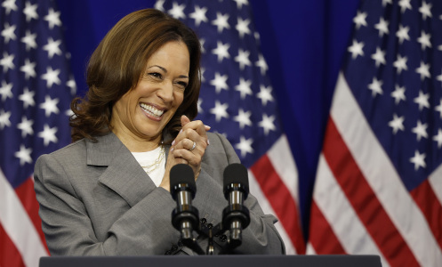 Vice President Kamala Harris delivers remarks on reproductive rights at Ritchie Coliseum on the campus of the University of Maryland on June 24, 2024 in College Park, Maryland. Harris is speaking on the two year anniversary of the Dobbs decision, the Supreme Court ruling that overturned Roe v. Wade and struck down federal abortion protections.