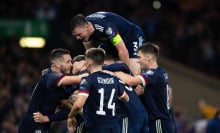 Scotlands Scott McTominay celebrates with teammates