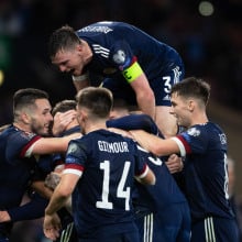 Scotlands Scott McTominay celebrates with teammates