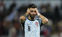 Bruno Fernandes of Portugal celebrates his goal