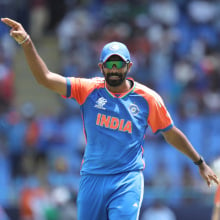 Jasprit Bumrah of India reacts