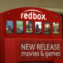 A physical Redbox outside a grocery store. 