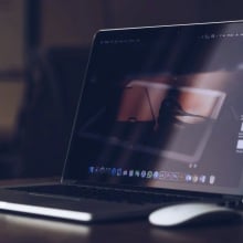 Laptop on a table.